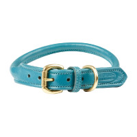 Coleira para cão Weatherbeeta couro redondo Azul-petróleo