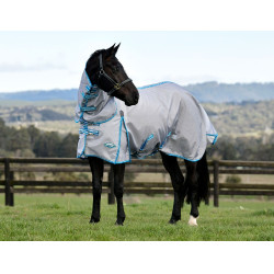 Capa anti-moscas Combo Weatherbeeta ComFiTec Hexi Shield Prata / azul-marinho Capa anti-moscas Combo Weatherbeeta ComFiTec Hexi Shield Prata / azul-marinho