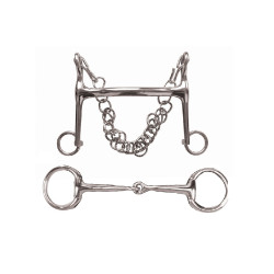 Conjunto de embocaduras de bridão e weymouth Korsteel Conjunto de embocaduras de bridão e weymouth Korsteel