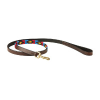 Coleira para cão Weatherbeeta de couro Polo Cowdray castanho / preto / vermelho / branco Multicolor
