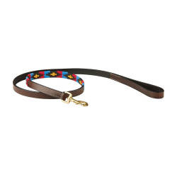 Coleira para cão Weatherbeeta de couro Polo Marrom cowdray / rosa / azul / amarelo Multicolor