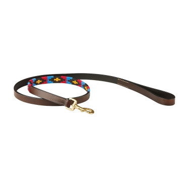 Coleira para cão Weatherbeeta de couro Polo Marrom cowdray / rosa / azul / amarelo Multicolor