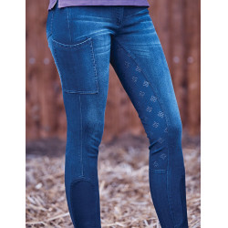 Calça Dublin denim feminina Shona Full Grip Silicone Print Denim azul claro Azul-marinho