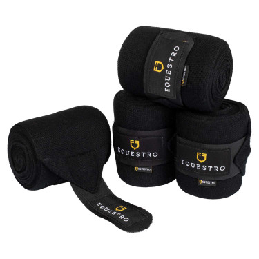 Bandagens de repouso em lã, conjunto com 4, Equestro Preto