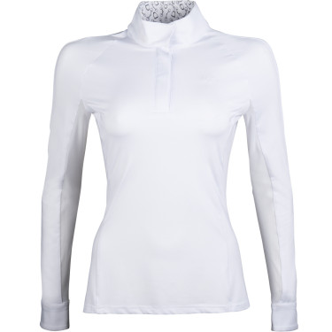 Polo de competição HKM Hunter de mangas compridas Branco / taupe