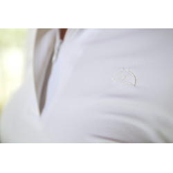 Polo de competição HKM Hunter de mangas compridas Branco / taupe