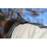Capa anti-moscas Fringes Style com cobertura de pescoço removível HKM Prateado / cinza Prata Capa anti-moscas Fringes Style com cobertura de pescoço removível HKM Prateado / cinza Prata
