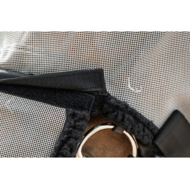 Máscara anti-moscas com proteção destacável para narinas HKM Prateado / preto Máscara anti-moscas com proteção destacável para narinas HKM Prateado / preto