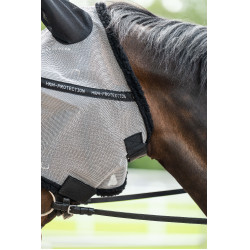 Máscara anti-moscas com proteção destacável para narinas HKM Prateado / preto Prata Máscara anti-moscas com proteção destacável para narinas HKM Prateado / preto Prata