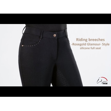 Calça Rosegold Glamour Style fundo integral em silicone. HKM Preto / dourado rosa