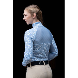 Camiseta funcional Minimal de mangas compridas HKM Azul fumaça / branco