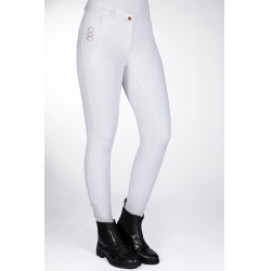 Calça Alexis com fundo integral em silicone HKM Branco Calça Alexis com fundo integral em silicone HKM Branco