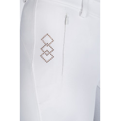 Calça Alexis com fundo integral em silicone HKM Branco Calça Alexis com fundo integral em silicone HKM Branco