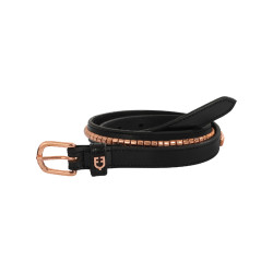 Cinto inglês de couro com clincher em ouro rosa Equestro