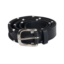 Cinto de couro com bordado preto e branco Equestro