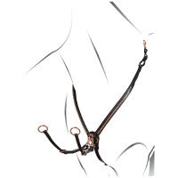 Peitoral com clincher e forquilha em couro ouro rosa Equestro Preto