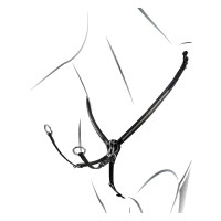 Peitoral de couro com clincher prateado Equestro Preto