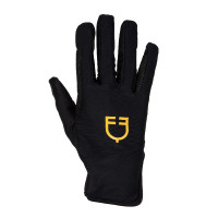 Luvas femininas em lycra especial com logotipo Equestro Preto
