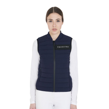 Colete feminino corta-vento em tecido técnico Equestro Marinho Azul-marinho