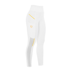 Legging justo feminino com inserções em micro-mesh Equestro Branco