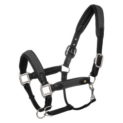 Caveção de couro com inserções de nylon trançado Equestro Preto / cinza