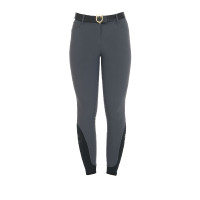 Calça justa com grip feminina com logotipo Zenda Equestro Asfalto Cinzento Calça justa com grip feminina com logotipo Zenda Equestro Asfalto Cinzento
