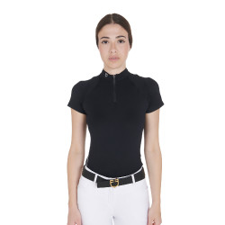 Polo de treino técnico ajustado com zíper feminino Equestro