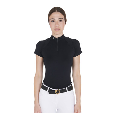 Polo de treino técnico ajustado com zíper feminino Equestro