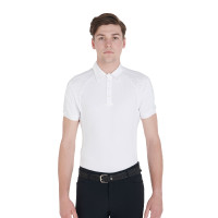Polo de competição ajustado de mangas curtas masculino com 4 botões Equestro Branco Polo de competição ajustado de mangas curtas masculino com 4 botões Equestro Branco