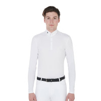 Pólo de competição de mangas compridas masculino Nestor Equestro Branco