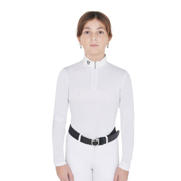 Pólo de competição feminino anti-UV ajustado de mangas compridas com fecho de correr Anahid Equestro Pólo de competição feminino anti-UV ajustado de mangas compridas com fecho de correr Anahid Equestro