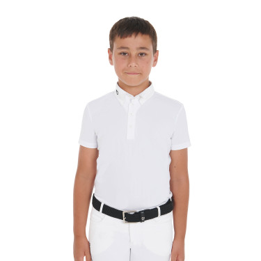 Polo de competição masculino ajustado de manga curta com 4 botões Arsen Equestro Polo de competição masculino ajustado de manga curta com 4 botões Arsen Equestro