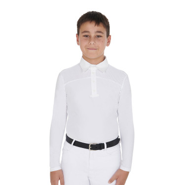 Polo de competição masculino de mangas compridas com botões Equestro