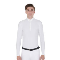 Langarm-Poloshirt aus technischem Fleecestoff Herren Warm+ Equestro Branco Langarm-Poloshirt aus technischem Fleecestoff Herren Warm+ Equestro Branco