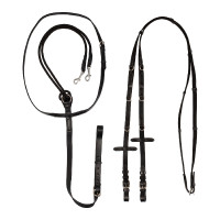 Enrenamento Thiedemann em couro italiano e nylon tubular Acavallo Preto