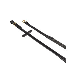 Rendas em couro italiano e borracha 1,9 cm Kris com fivelas de latão Equestro Preto