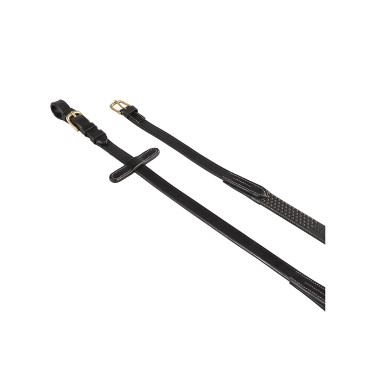 Rendas em couro italiano e borracha 1,9 cm Kris com fivelas de latão Equestro Preto