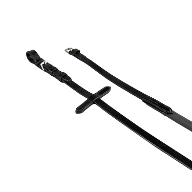 Rédeas de couro e borracha lisa Equestro Preto