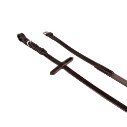 Rédeas de couro e borracha lisa Equestro Castanho escuro