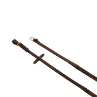 Rendas de couro e borracha Kris com fivelas em ouro rosa Equestro Castanho escuro