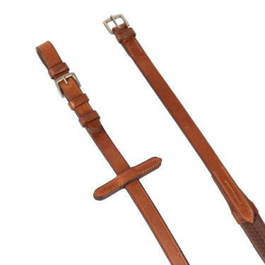 Rendas de couro e borracha com fivelas prateadas (1,6 cm) Equestro Conhaque Castanho