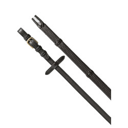 Rendas de borracha 5/8" com travessões de couro e fivelas de latão Equestro Preto