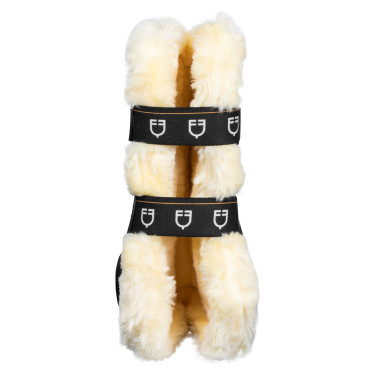 Polainas de carneiro sintético com fecho rápido Equestro Preto