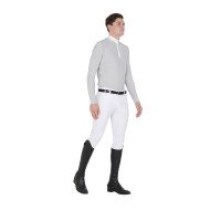 Langarm-Poloshirt aus technischem Fleecestoff Herren Warm+ Equestro Branco Langarm-Poloshirt aus technischem Fleecestoff Herren Warm+ Equestro Branco