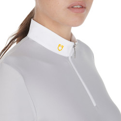 Langarm-Poloshirt aus technischem Fleecestoff Damen Warm+ Equestro Cinzento