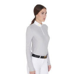 Langarm-Poloshirt aus technischem Fleecestoff Damen Warm+ Equestro Cinzento