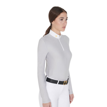 Polo de manga comprida em tecido polar técnico feminino Warm+ Equestro Polo de manga comprida em tecido polar técnico feminino Warm+ Equestro