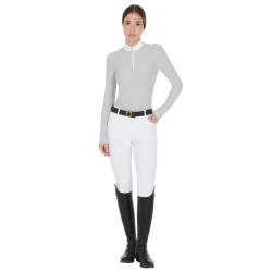 Langarm-Poloshirt aus technischem Fleecestoff Damen Warm+ Equestro Cinzento