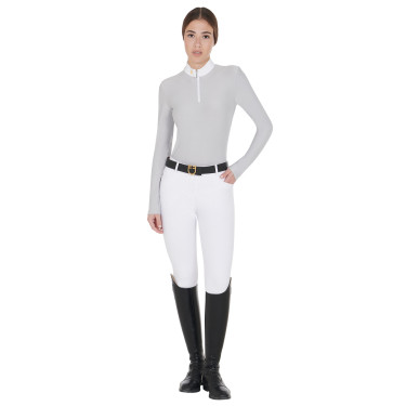 Polo de manga comprida em tecido polar técnico feminino Warm+ Equestro Polo de manga comprida em tecido polar técnico feminino Warm+ Equestro