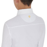 Polo de competição masculino de mangas compridas com botões Equestro Branco / branco